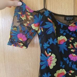 Topshop Embroidered Mesh Bodysuit